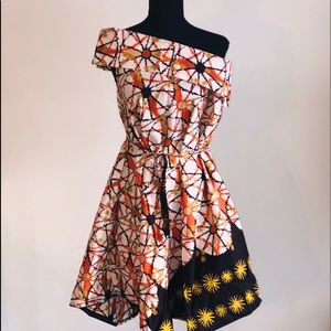 Beautifully printed one of a kind off the shoulder